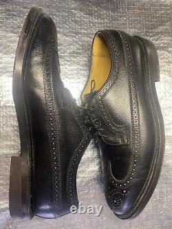 10 1/2-3e Florsheim Imperial Leather Shoes Black Wingtip Very Rare Extra Wide