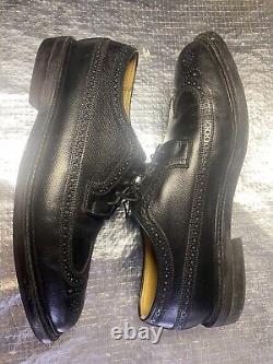 10 1/2-3e Florsheim Imperial Leather Shoes Black Wingtip Very Rare Extra Wide