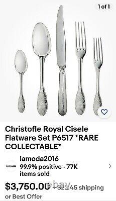 127pc Christofle Royal Cisele Sterling Silver Flatware Set. Very Rare. See Last Pc