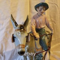 15 Royal Dux Figure of Boy on Donkey VERY RARE MODERN COLORS