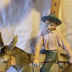 15 Royal Dux Figure of Boy on Donkey VERY RARE MODERN COLORS