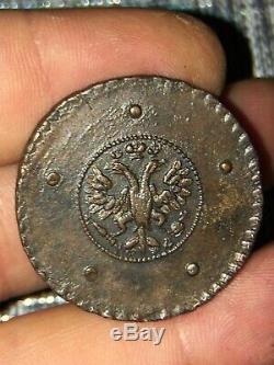 1727 Russian Imperial 5 kopek Copper Coin Peter II, In Great Condition VERY RARE