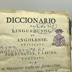 1804 Royal Ownership Diccionario da lingua Bunda ou Angolense Very Rare