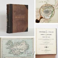 1872 very RARE antique Imperial atlas of Modern Geography by W. G. Blackie