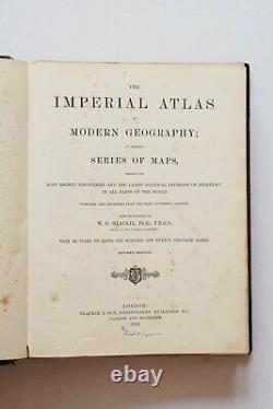 1872 very RARE antique Imperial atlas of Modern Geography by W. G. Blackie