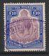 1919 Nyasaland S. G. 99 £10 Purple & Royal Blue. Very Fine & Rare Revenue Used