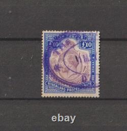 1919 Nyasaland S. G. 99 £10 Purple & Royal Blue. Very Fine & Rare Revenue Used