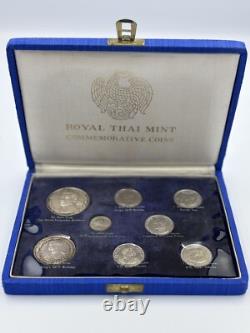 1961-1972 THAILAND OFFICIAL ROYAL THAI MINT SET (8) w 3 SILVER VERY RARE