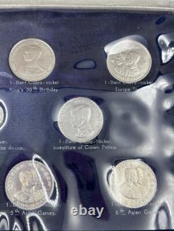 1961-1972 THAILAND OFFICIAL ROYAL THAI MINT SET (8) w 3 SILVER VERY RARE
