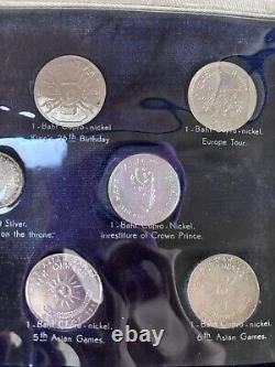 1961-1972 THAILAND OFFICIAL ROYAL THAI MINT SET (8) w 3 SILVER VERY RARE