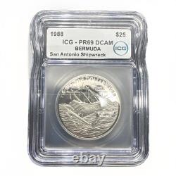 1988 Bermuda $25 1 OZ Palladium San Antonio PR69 DCAM VERY RARE Only 2000 Minted