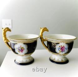 2 Royal Vienna (Beehive Mark) Grecian Moka Cups Hand painted VERY RARE SET