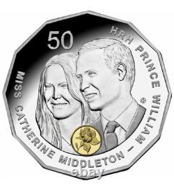 2011 50c Royal Wedding Selectively Gold Plated Silver Proof Coin Set-Very Rare