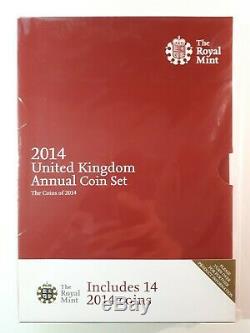2014 Royal Mint Annual Brilliant Uncirculated 14 Coin Set Mint Sealed Very Rare