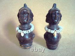 2PCS BEAUTIFUL VINTAGE ROYAL LUBA WHISTLES African Carving Statue VERY RARE