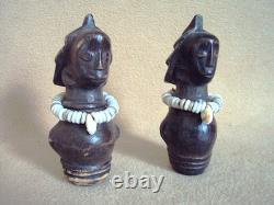 2PCS BEAUTIFUL VINTAGE ROYAL LUBA WHISTLES African Carving Statue VERY RARE