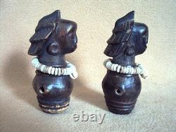 2PCS BEAUTIFUL VINTAGE ROYAL LUBA WHISTLES African Carving Statue VERY RARE