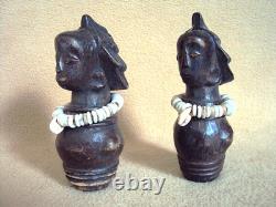 2PCS BEAUTIFUL VINTAGE ROYAL LUBA WHISTLES African Carving Statue VERY RARE