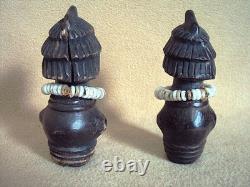 2PCS BEAUTIFUL VINTAGE ROYAL LUBA WHISTLES African Carving Statue VERY RARE
