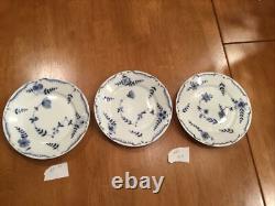 3 VERY RARE 19th C. Royal Copenhagen 32/7019 Blue /White 6-1/4 Baltic Pattern