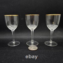 3 Very Rare Royal Moser 3.5 Czech Rep 24CT Gold Rim Cordial Liqueur wine Glass