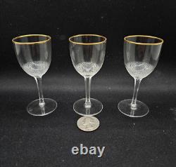 3 Very Rare Royal Moser 3.5 Czech Rep 24CT Gold Rim Cordial Liqueur wine Glass