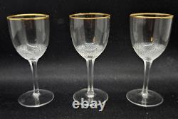 3 Very Rare Royal Moser 3.5 Czech Rep 24CT Gold Rim Cordial Liqueur wine Glass