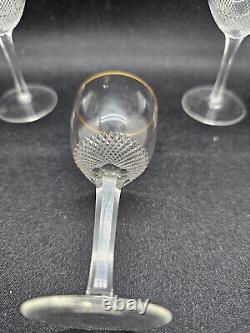 3 Very Rare Royal Moser 3.5 Czech Rep 24CT Gold Rim Cordial Liqueur wine Glass