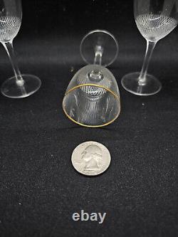 3 Very Rare Royal Moser 3.5 Czech Rep 24CT Gold Rim Cordial Liqueur wine Glass