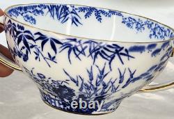 6 X Royal Crown Derby Blue Mikado Cream Soup Bowls & Under Plates Very Rare