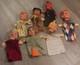 7 Very Rare and Unique Old Puppets Vintage Royal Court Assortment Mid-Century