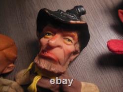 7 Very Rare and Unique Old Puppets Vintage Royal Court Assortment Mid-Century
