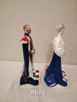 ATG Very Rare Pair Royal Worcester Figurine Queen Mary King George Limit Edition