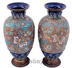 Antique 1900 Vtg 12 Royal Doulton Lambeth Stoneware Vases Ovoid Form Very Rare