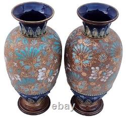 Antique 1900 Vtg 12 Royal Doulton Lambeth Stoneware Vases Ovoid Form Very Rare