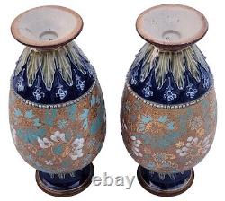 Antique 1900 Vtg 12 Royal Doulton Lambeth Stoneware Vases Ovoid Form Very Rare