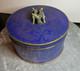 Antique Chinese Cloisonne Round Box Royal Blue And Gold Very Rare One Of A Kind
