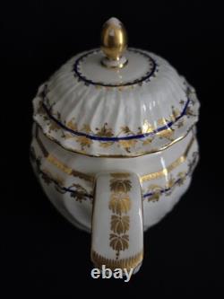 Antique Crown Derby Porcelain Teapot Gold Leaf Cobalt Circa 1780-1800 VERY RARE