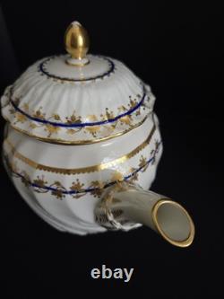 Antique Crown Derby Porcelain Teapot Gold Leaf Cobalt Circa 1780-1800 VERY RARE