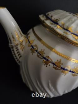 Antique Crown Derby Porcelain Teapot Gold Leaf Cobalt Circa 1780-1800 VERY RARE