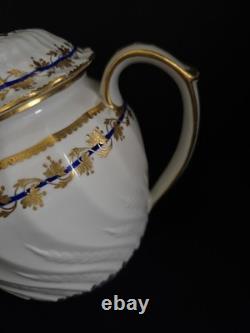 Antique Crown Derby Porcelain Teapot Gold Leaf Cobalt Circa 1780-1800 VERY RARE