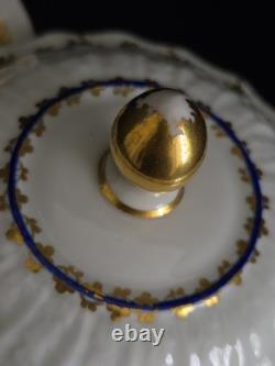 Antique Crown Derby Porcelain Teapot Gold Leaf Cobalt Circa 1780-1800 VERY RARE