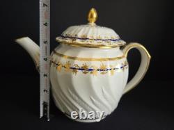 Antique Crown Derby Porcelain Teapot Gold Leaf Cobalt Circa 1780-1800 VERY RARE
