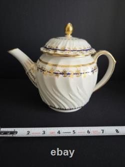 Antique Crown Derby Porcelain Teapot Gold Leaf Cobalt Circa 1780-1800 VERY RARE