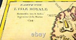 Antique Map of Karte von L'isle Royale (Belin) 1744. Lake Superior. Very Rare