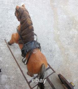 Antique Model ROYAL Horse Carriage 1900's Wooden Metal Coach & Horse. Very RARE