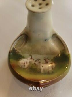 Antique Royal Bayreuth Art nouveau Goats in the Pasture Hat Pin Holder Very Rare