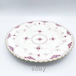 Antique Royal Copenhagen Burgundy Fluted Full Lace Gold 25.5cm Plate Very Rare