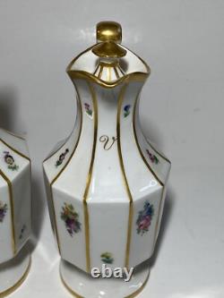 Antique Royal Copenhagen Henriette Oil and Vinegar Bottles With Lids Very Rare