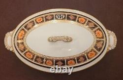 Antique Royal Crown Derby Imari Covered Oval Vegetable Bowl 1891 Very Rare